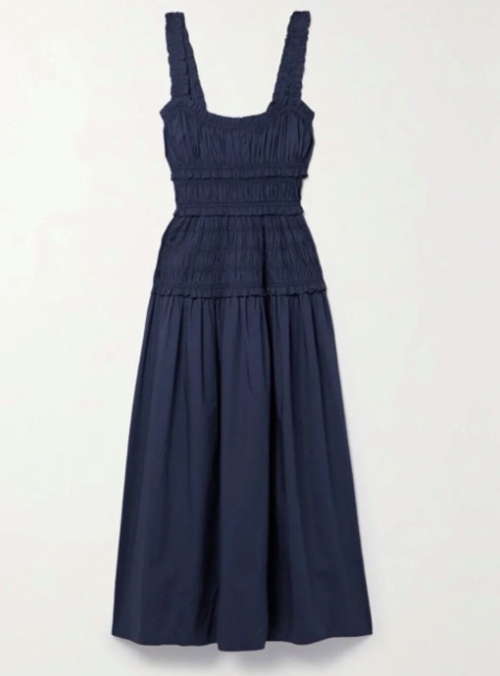 Caroline Constas NWT Navy Blue Marianne Smocked Maxi Dress Size XS